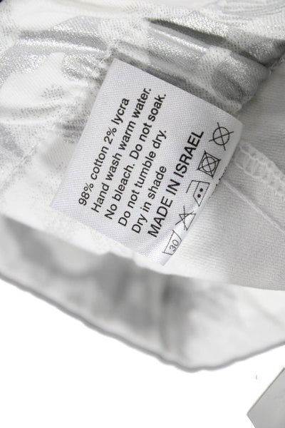 Flog Womens White Camo Jogger Pants Drawstring 98% Cotton Lycra Size 29