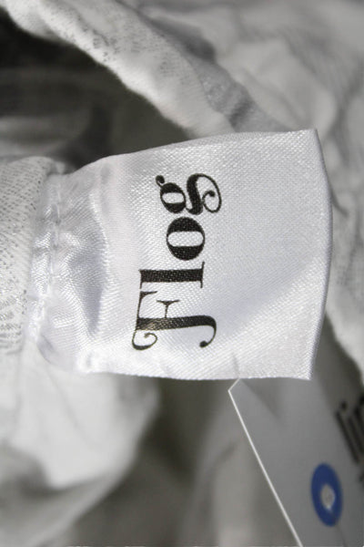 Flog Womens White Camo Jogger Pants Drawstring 98% Cotton Lycra Size 29