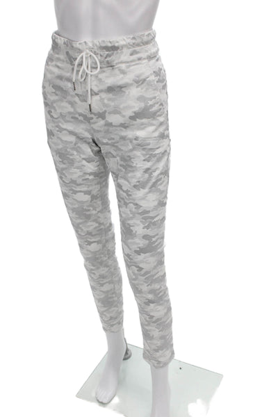 Flog Women Jogger Pants White Camouflage Drawstring Cotton Size 28