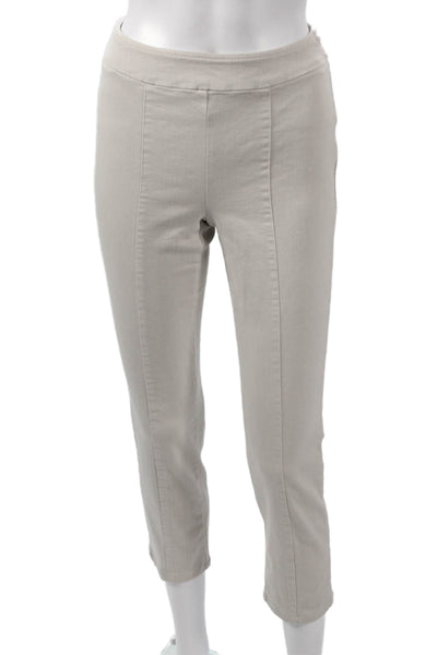 Jarbo Womens Cropped Beige Pants Pull On Cotton Blend Size 2