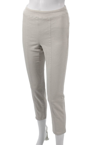 Jarbo Womens Cropped Beige Pants Pull On Cotton Blend Size 2