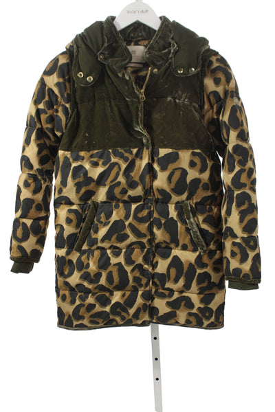 Scotch & Soda Girls Animal Print Hooded Zip Up Jacket Beige Size 14