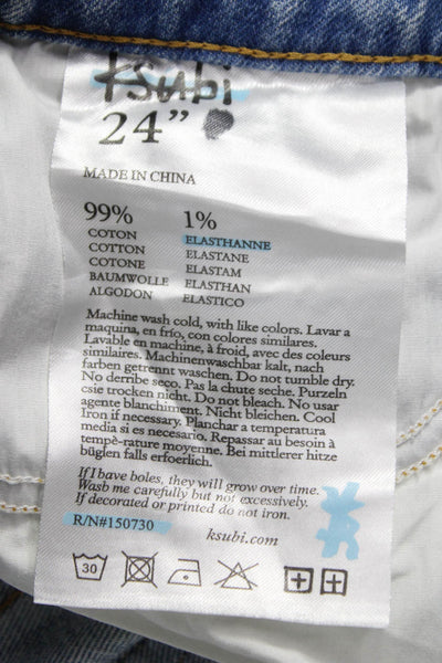 Ksubi Womens Straight Jeans Blue Cotton Button Mid Rise Size 24