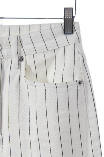 Ksubi Women Straight White Striped High Rise Jeans 100% Cotton Size 24