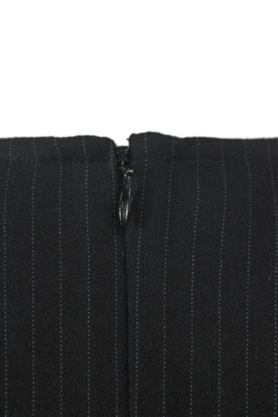A.L.C. Women Striped Sleeveless Cotton Blouse Round Neck Zip Black Size 2
