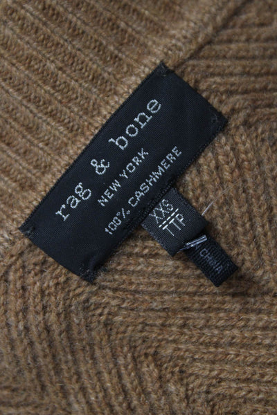 Rag & Bone Women Brown Cashmere V-Neck Long Sleeve Sweater Dress Size 2XS