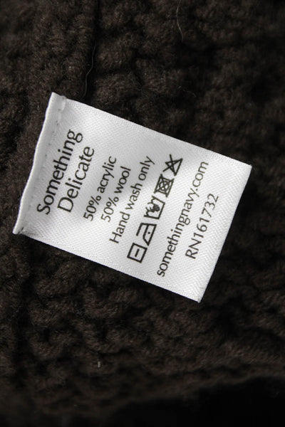Something Navy Womens Brown Cable Collared Long Sleeve Cardigan Size XS