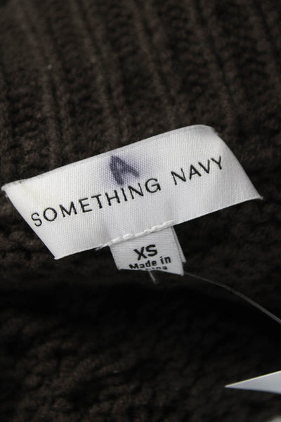 Something Navy Womens Brown Cable Collared Long Sleeve Cardigan Size XS