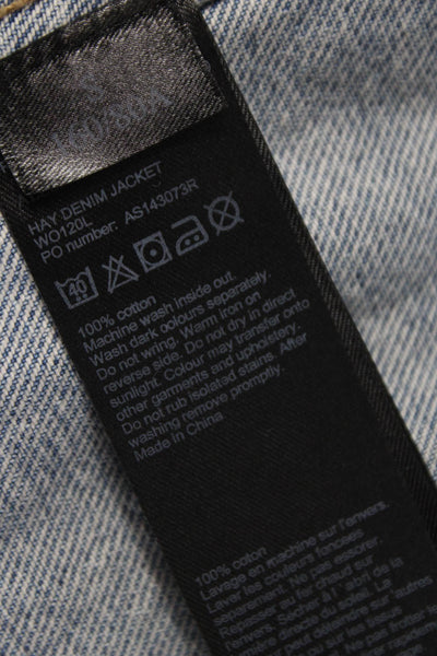 Allsaints Women Basic Jacket Blue Cotton Button Long Sleeve Size S