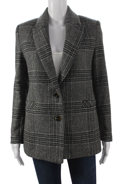 Something Navy Womens Plaid Gray Wool Jacket Long Sleeve Size 2XS