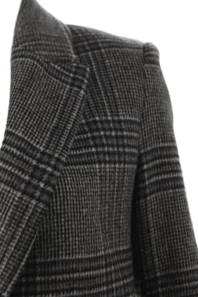 Something Navy Womens Plaid Gray Wool Jacket Long Sleeve Size 2XS