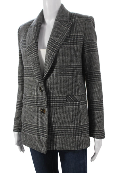 Something Navy Womens Plaid Gray Wool Jacket Long Sleeve Size 2XS