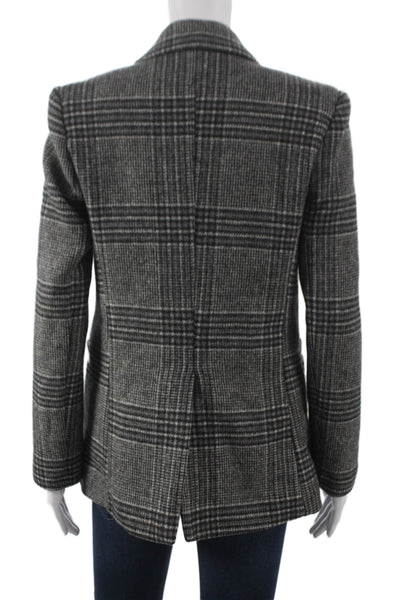Something Navy Womens Plaid Gray Wool Jacket Long Sleeve Size 2XS
