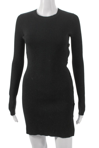 Elizabeth & James Womens Bodycon Dress Black Long Sleeve Crew Neck Size XS