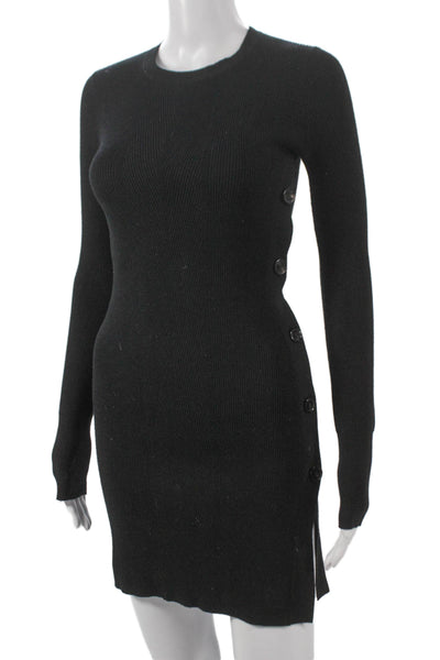 Elizabeth & James Womens Bodycon Dress Black Long Sleeve Crew Neck Size XS