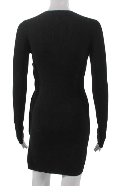 Elizabeth & James Womens Bodycon Dress Black Long Sleeve Crew Neck Size XS