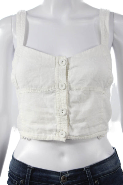 Madewell Womens Camisole Sweetheart Cotton White Button Sleeveless Size 12