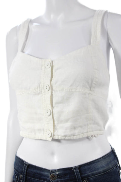 Madewell Womens Camisole Sweetheart Cotton White Button Sleeveless Size 12