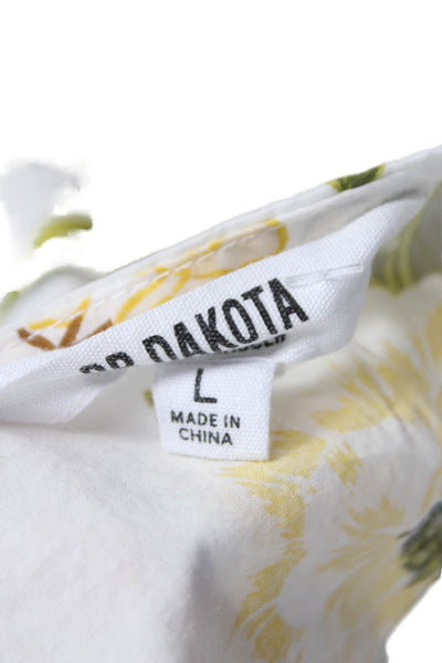 BB Dakota Women Cropped Floral Cotton Square Neck 3/4 Sleeve Blouse Size L