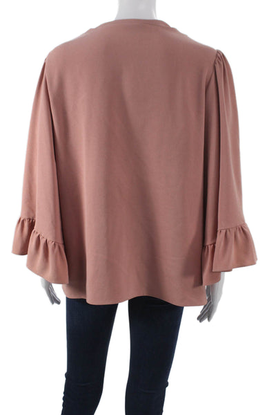 Drew Womens Pink V Neck 3/4 Sleeve Basic Blouse Size L