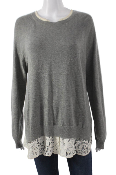 Joie Women Pullover Sweater Gray Viscose Crew Neck Long Sleeve Size L