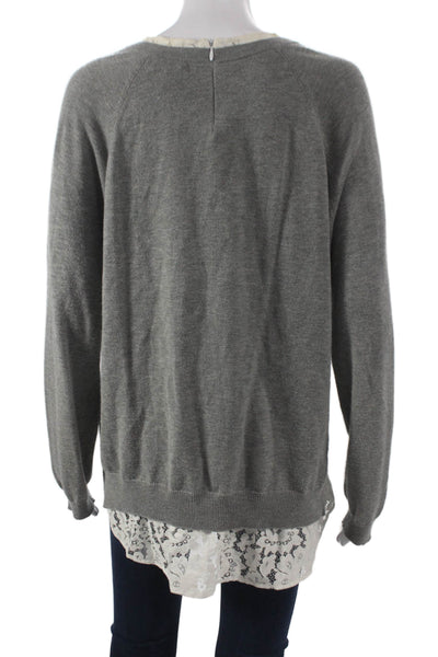 Joie Women Pullover Sweater Gray Viscose Crew Neck Long Sleeve Size L