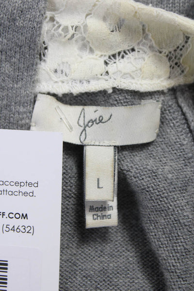 Joie Women Pullover Sweater Gray Viscose Crew Neck Long Sleeve Size L