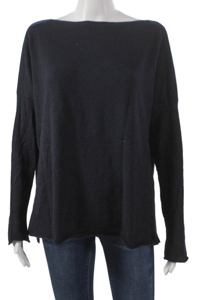 Vince Womens Blue Knit Boat Neck Pullover Sweater Long Sleeve Size M