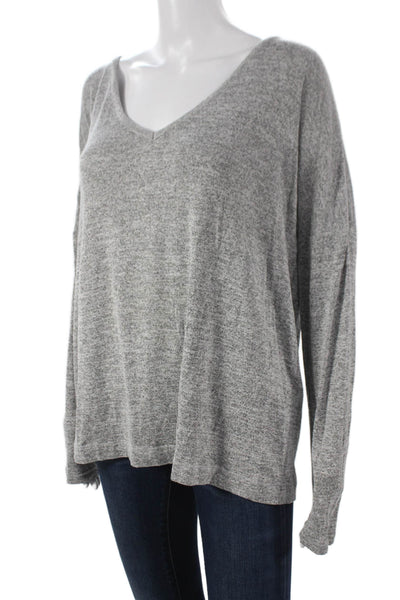 Rag & Bone Womens Basic V-Neck Long Sleeve T-Shirt Gray Size L