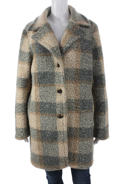 Ellen Tracy Womens Multicolor Plaid Jacket Button Polyester Long Sleeve Size M