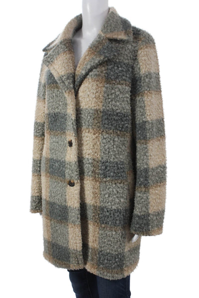 Ellen Tracy Womens Multicolor Plaid Jacket Button Polyester Long Sleeve Size M