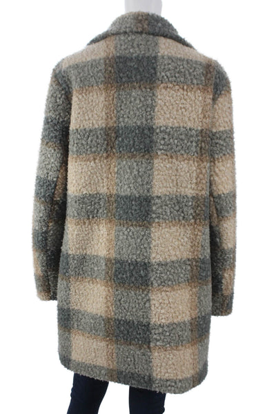 Ellen Tracy Womens Multicolor Plaid Jacket Button Polyester Long Sleeve Size M