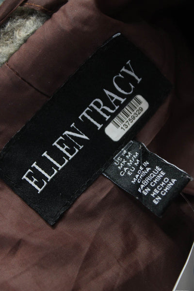 Ellen Tracy Womens Multicolor Plaid Jacket Button Polyester Long Sleeve Size M