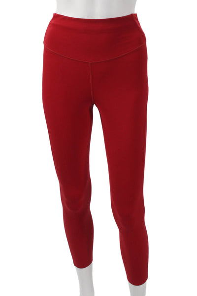 Lululemon Womens Ankle Leggings Red Nylon Solid Pull On Size 6