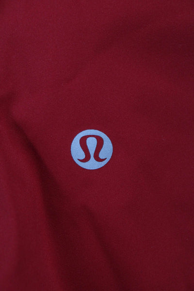 Lululemon Womens Ankle Leggings Red Nylon Solid Pull On Size 6