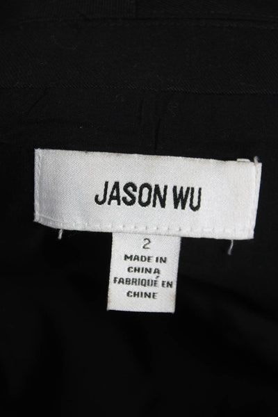 Jason Wu Women Peplum Vest Black Tencel Collared Button Sleeveless Size 2