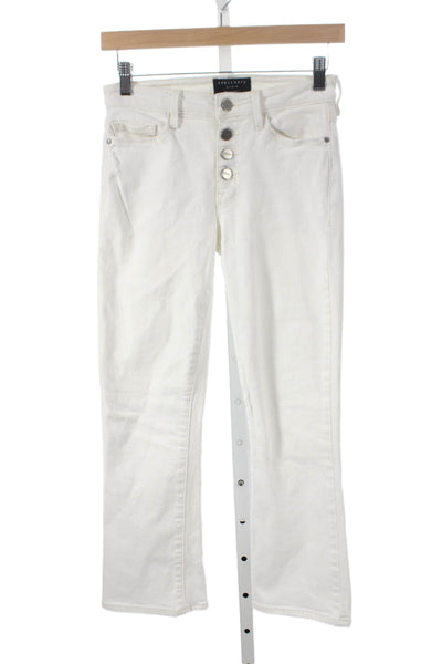 Sanctuary Women Straight Jeans White Cotton Mid Rise Button Size 25