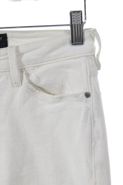 Sanctuary Women Straight Jeans White Cotton Mid Rise Button Size 25