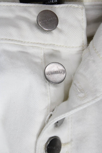 Sanctuary Women Straight Jeans White Cotton Mid Rise Button Size 25