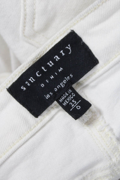 Sanctuary Women Straight Jeans White Cotton Mid Rise Button Size 25