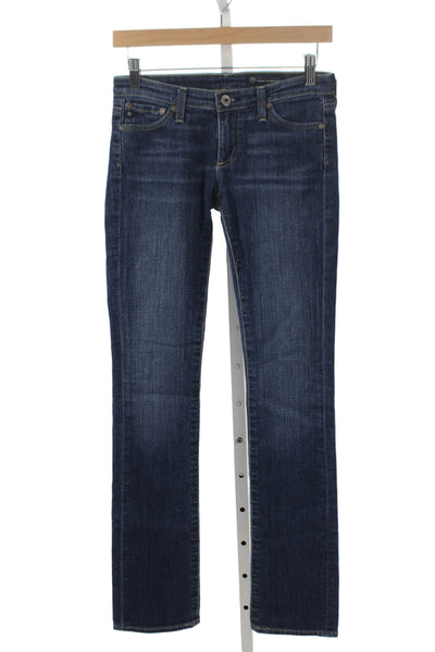 AG Adriano Goldschmied Womens Blue Straight Jeans Cotton Size 25