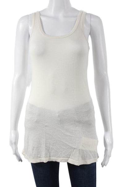 Splendid Women Sleeveless Scoop Neck Tunic Ivory Pima Cotton Modal Size M