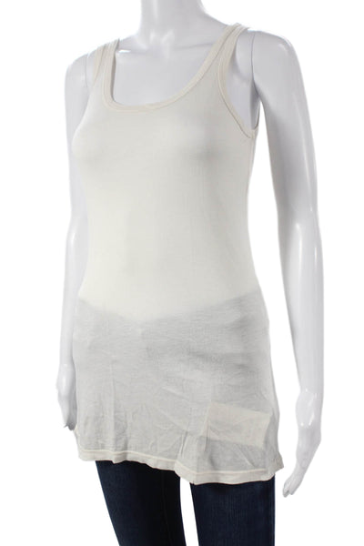 Splendid Women Sleeveless Scoop Neck Tunic Ivory Pima Cotton Modal Size M