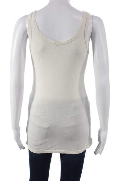 Splendid Women Sleeveless Scoop Neck Tunic Ivory Pima Cotton Modal Size M