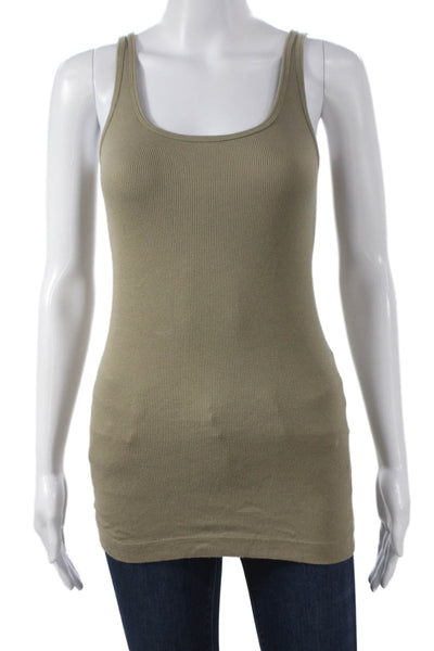 Vince Women Green Pima Cotton Scoop Neck Sleeveless Tank Size M
