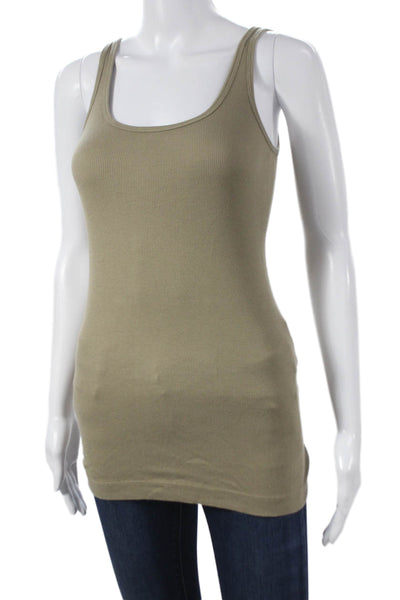 Vince Women Green Pima Cotton Scoop Neck Sleeveless Tank Size M