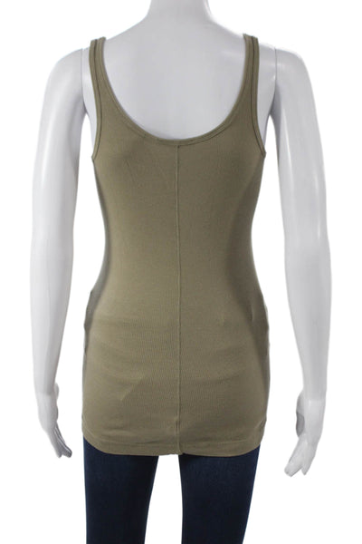 Vince Women Green Pima Cotton Scoop Neck Sleeveless Tank Size M