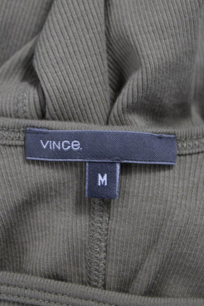 Vince Women Green Pima Cotton Scoop Neck Sleeveless Tank Size M