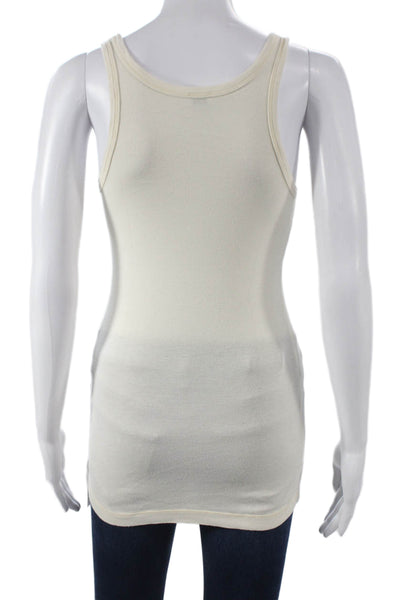 Splendid Womens Basic Scoop Neck Sleeveless Tank Ivory Cotton Modal Size M