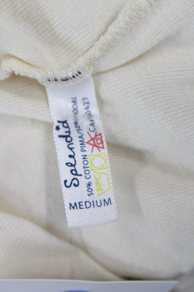 Splendid Womens Basic Scoop Neck Sleeveless Tank Ivory Cotton Modal Size M